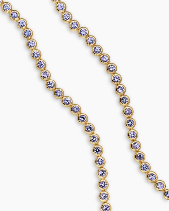 Bezel Set Tennis Necklace in 18K Yellow Gold with Tanzanite, 4.7mm