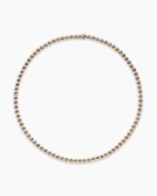 Womens Bezel Set Tennis Necklace in 18K Yellow Gold, 4.7mm