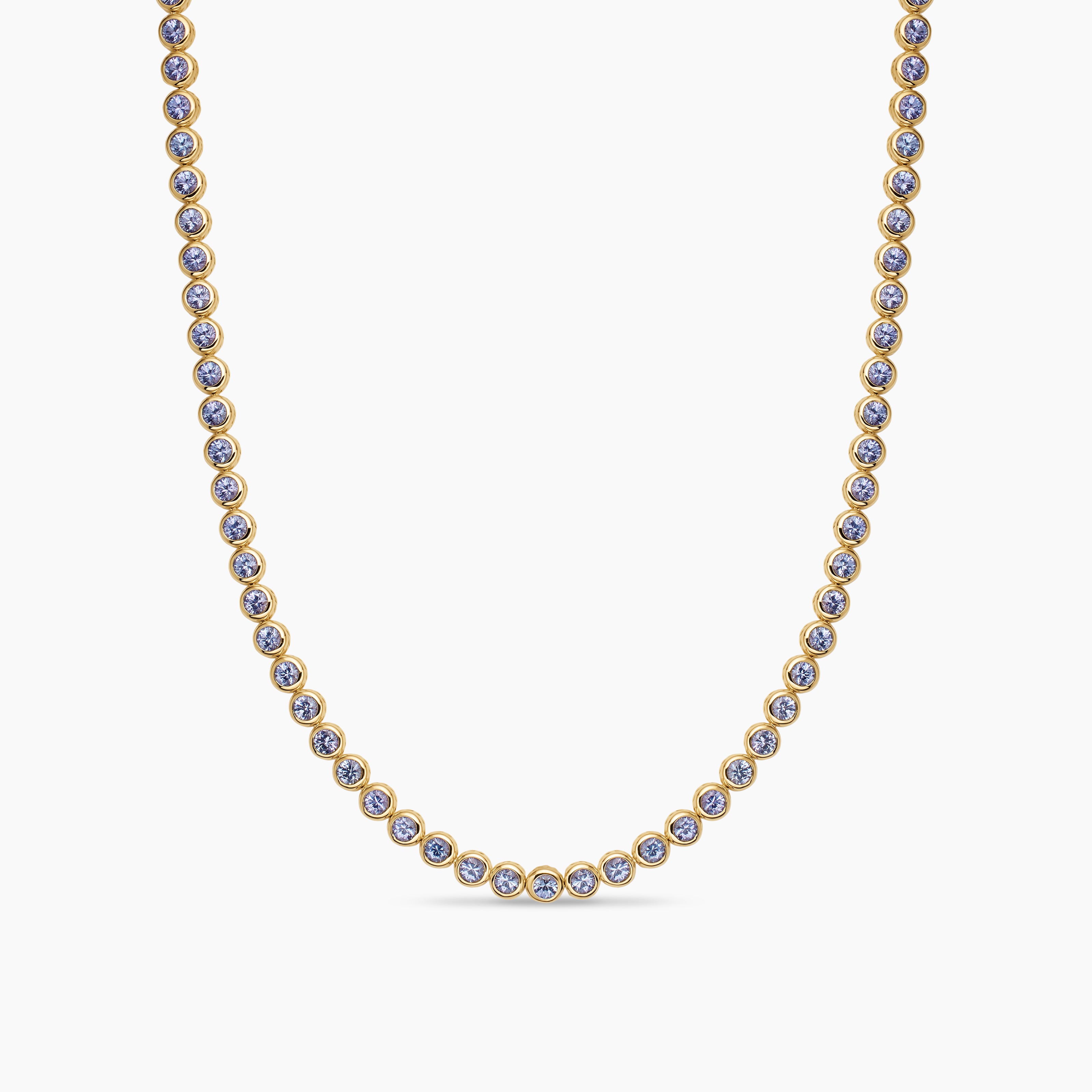 Womens Bezel Set Tennis Necklace in 18K Yellow Gold, 4.7mm