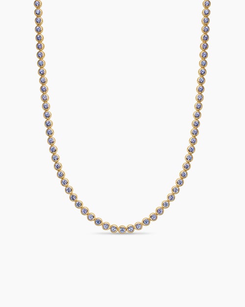 Womens Bezel Set Tennis Necklace in 18K Yellow Gold, 4.7mm