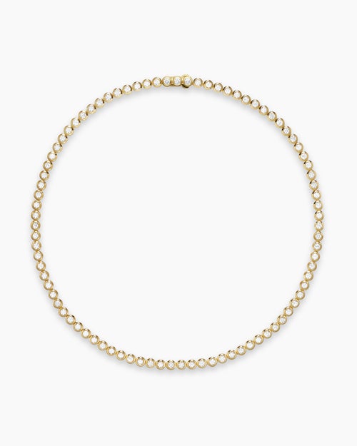 Womens Bezel Set Tennis Necklace in 18K Yellow Gold with Diamonds, 4.7mm