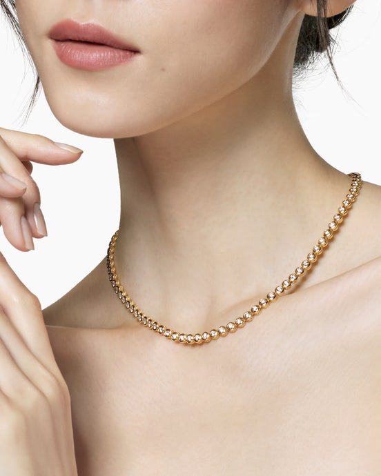 Bezel Set Tennis Necklace in 18K Yellow Gold with Diamonds, 4.7mm