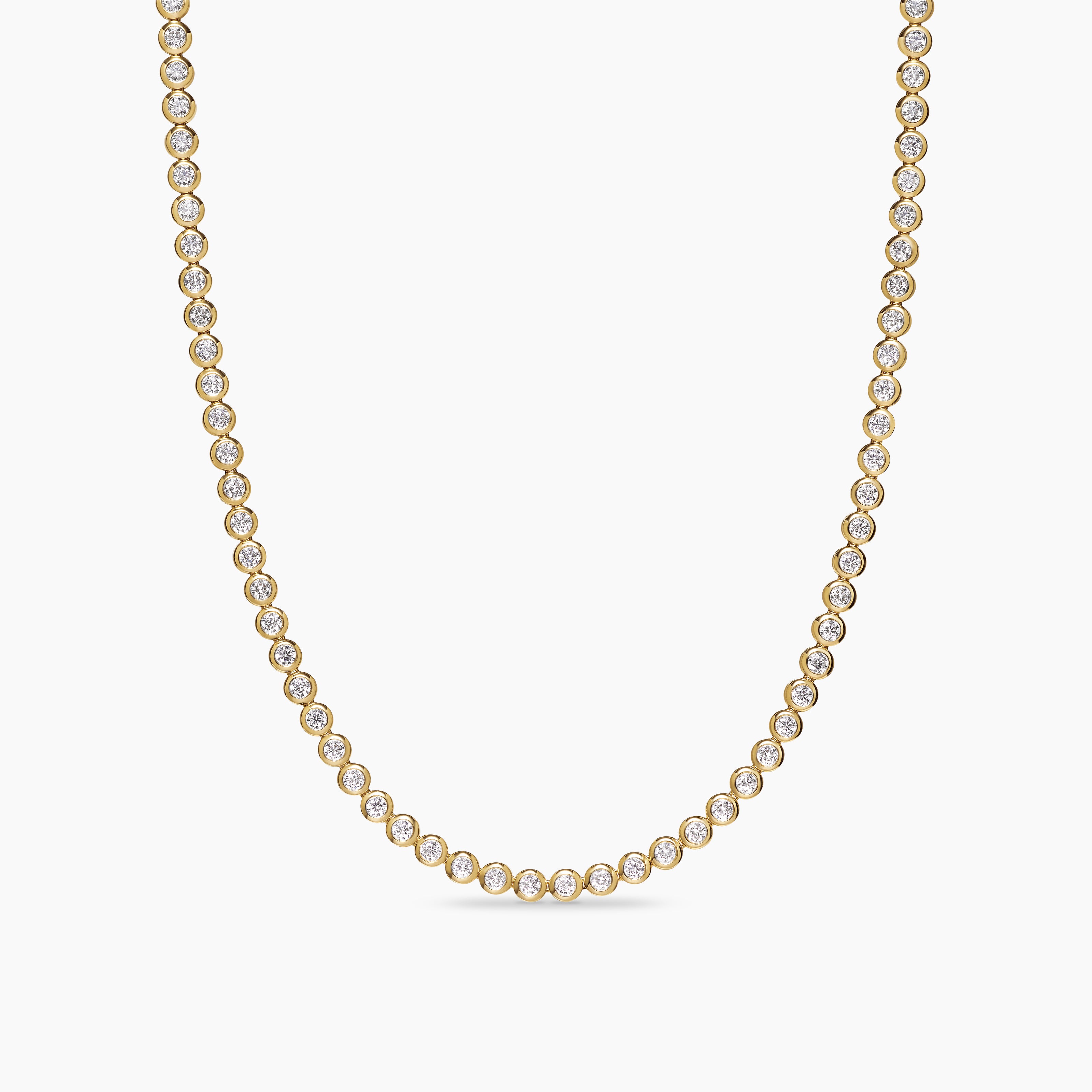 Womens Bezel Set Tennis Necklace in 18K Yellow Gold with Diamonds, 4.7mm