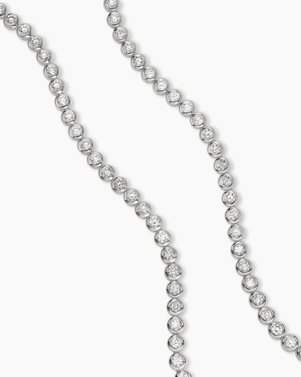 Bezel Set Tennis Necklace in 18K White Gold with Diamonds, 4.7mm