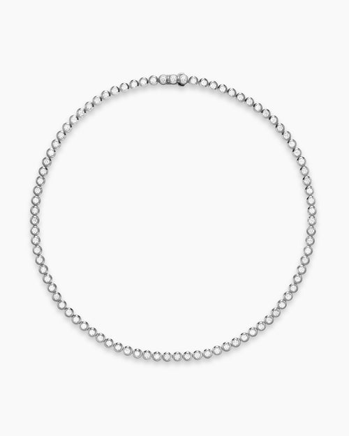 Womens Bezel Set Tennis Necklace in 18K White Gold with Diamonds, 4.7mm