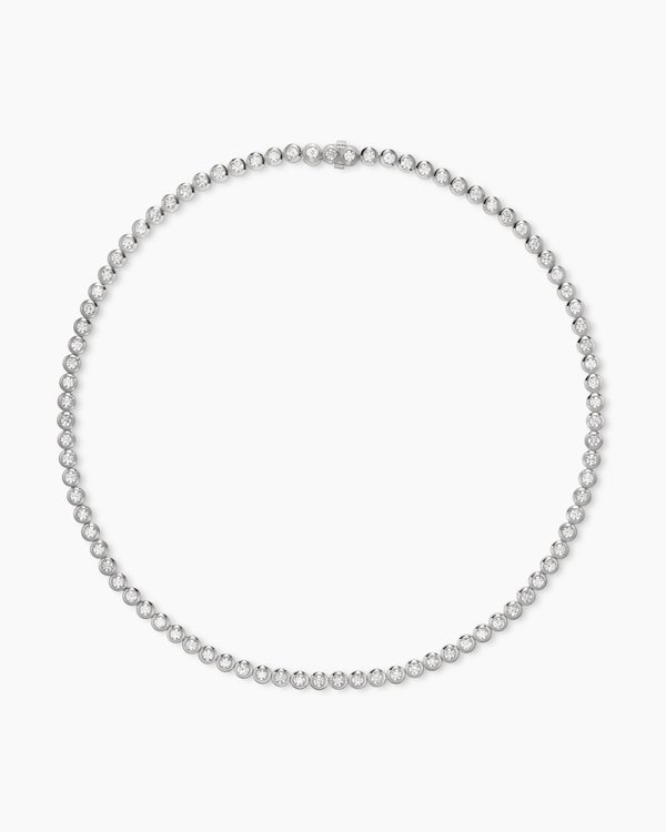 Bezel Set Tennis Necklace in 18K White Gold with Diamonds, 4.7mm
