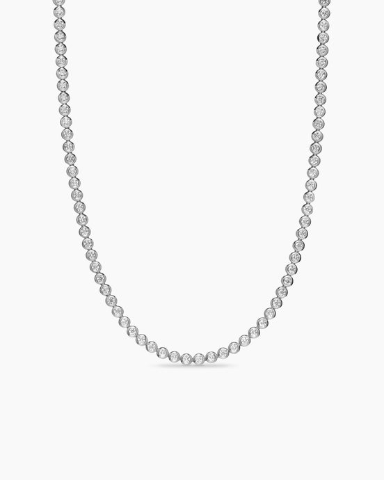 Bezel Set Tennis Necklace in 18K White Gold with Diamonds, 4.7mm