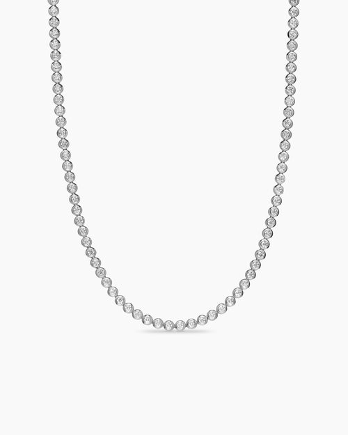 Womens Bezel Set Tennis Necklace in 18K White Gold with Diamonds, 4.7mm