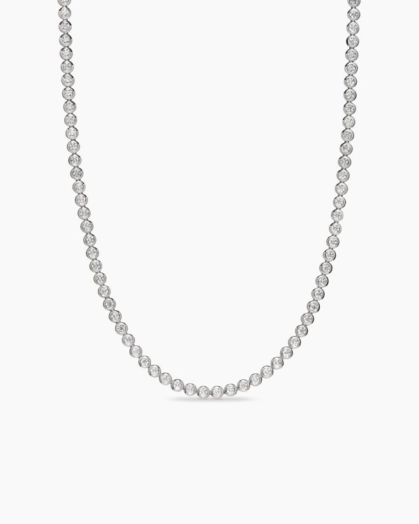 Bezel Set Tennis Necklace in 18K White Gold with Diamonds, 4.7mm