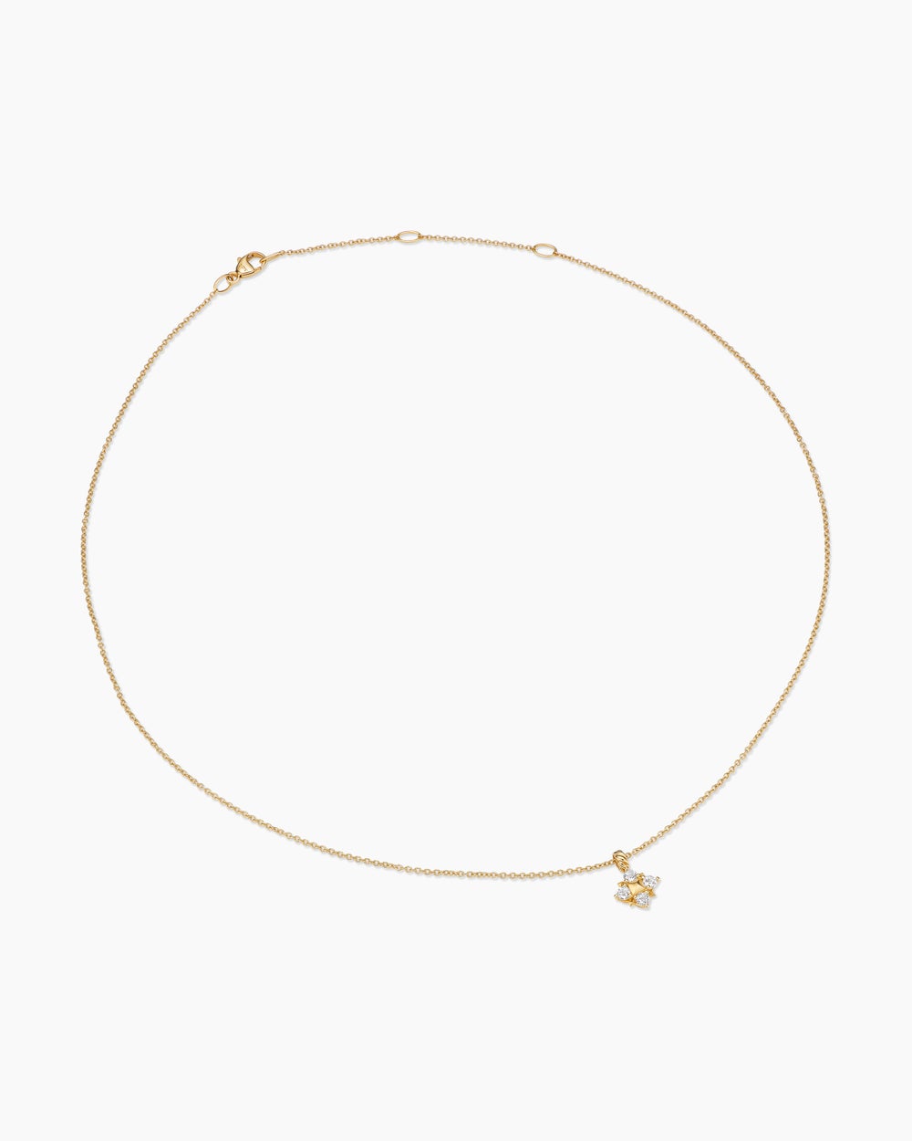 Womens Petite Modern Renaissance® Pyramid Pendant Necklace in 18K Yellow Gold with Diamonds, 10.9mm