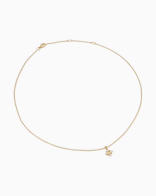 Womens Petite Modern Renaissance® Pyramid Pendant Necklace in 18K Yellow Gold with Diamonds, 10.9mm