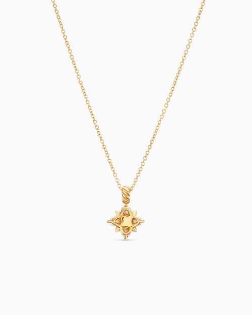 Womens Petite Modern Renaissance® Pyramid Pendant Necklace in 18ct Yellow Gold with Diamonds, 10.9mm