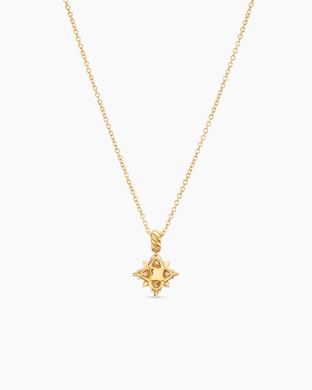 Womens Petite Modern Renaissance® Pyramid Pendant Necklace in 18K Yellow Gold with Diamonds, 10.9mm