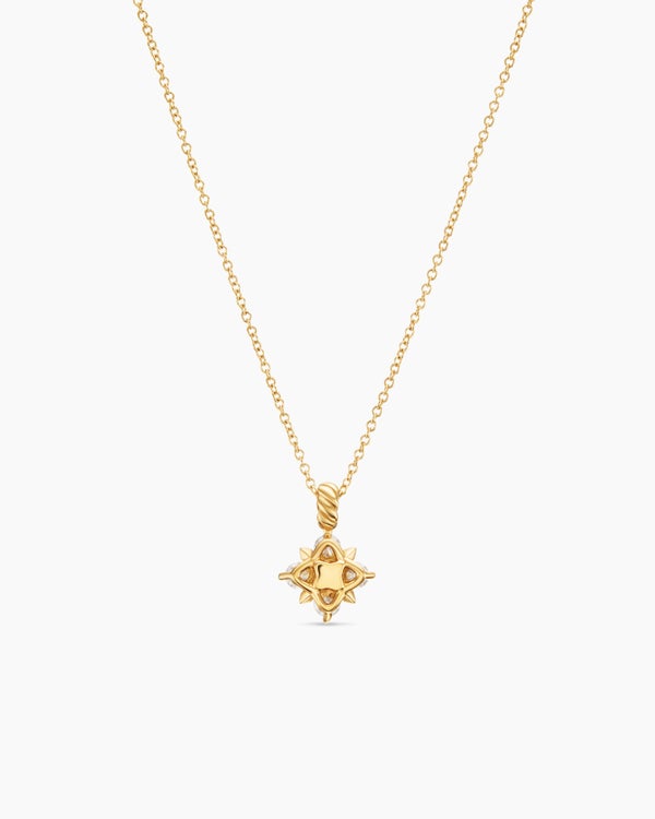 Petite Modern Renaissance® Pyramid Pendant Necklace in 18K Yellow Gold with Diamonds, 10.9mm