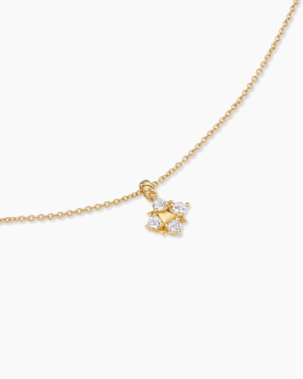 Petite Modern Renaissance® Pyramid Pendant Necklace in 18K Yellow Gold with Diamonds, 10.9mm