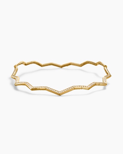 Womens Zig Zag Stax™ Necklace in 18K Yellow Gold with Diamonds, 5mm
