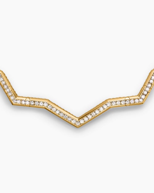 Womens Zig Zag Stax™ Necklace in 18K Yellow Gold with Diamonds, 5mm