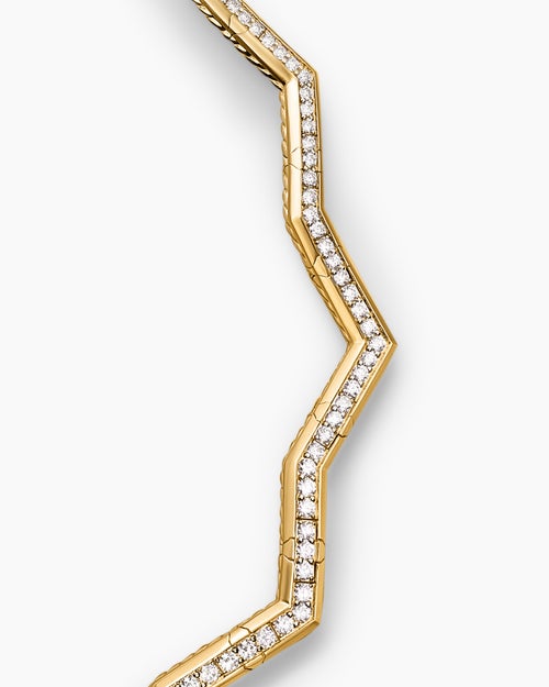 Womens Zig Zag Stax™ Necklace in 18K Yellow Gold with Diamonds, 5mm