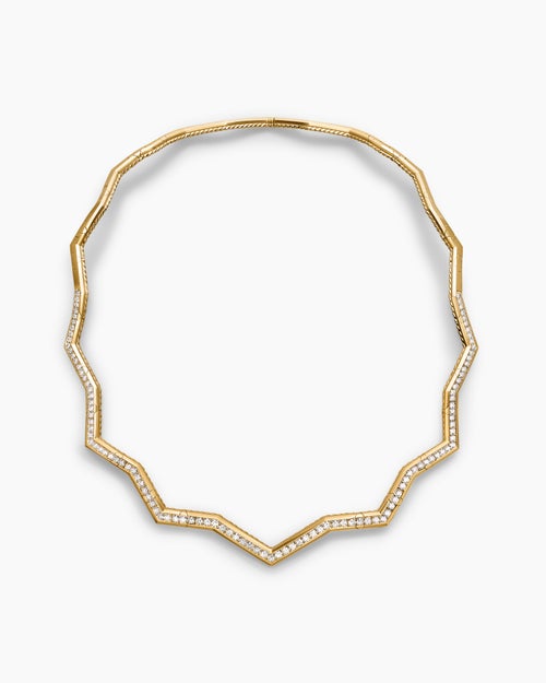 Womens Zig Zag Stax™ Necklace in 18K Yellow Gold with Diamonds, 5mm