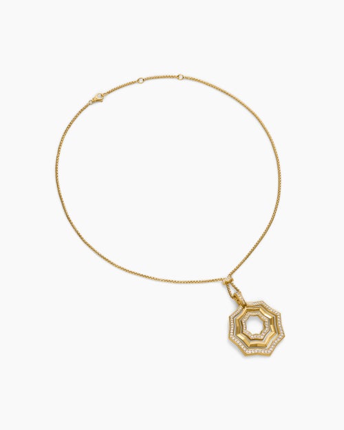 Womens Zig Zag Stax™ Pendant Necklace in 18ct Yellow Gold with Diamonds, 38mm