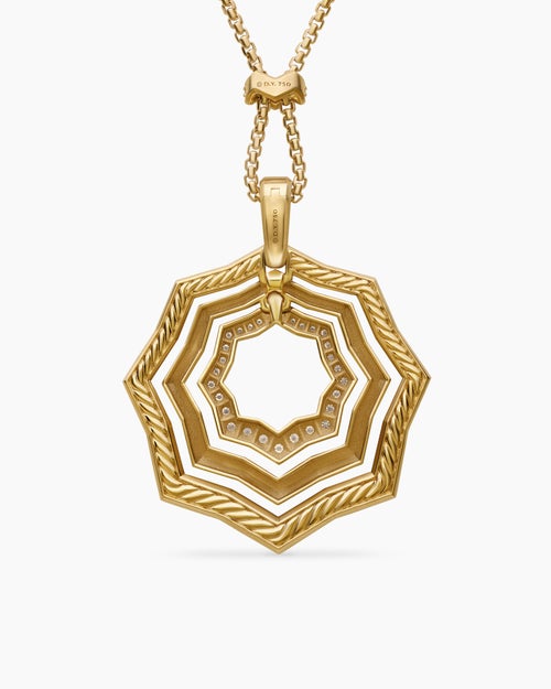 Womens Zig Zag Stax™ Pendant Necklace in 18ct Yellow Gold with Diamonds, 38mm