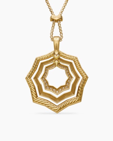 Stax Zig Zag Pendant Necklace in 18K Yellow Gold with Diamonds, 38mm