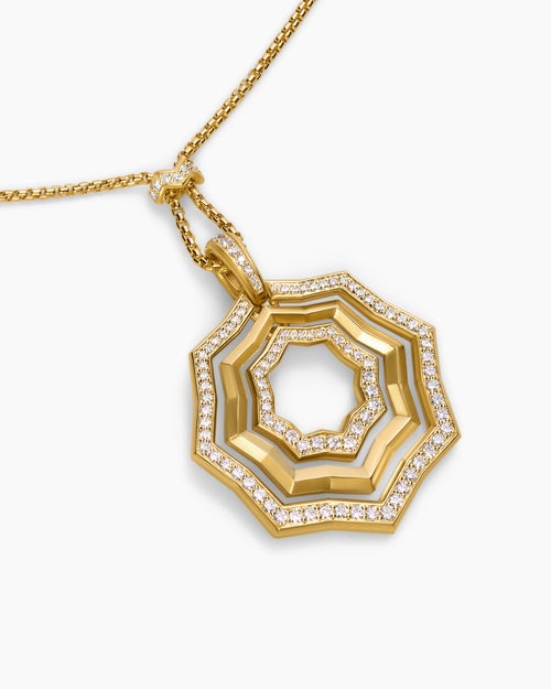 Womens Zig Zag Stax™ Pendant Necklace in 18ct Yellow Gold with Diamonds, 38mm