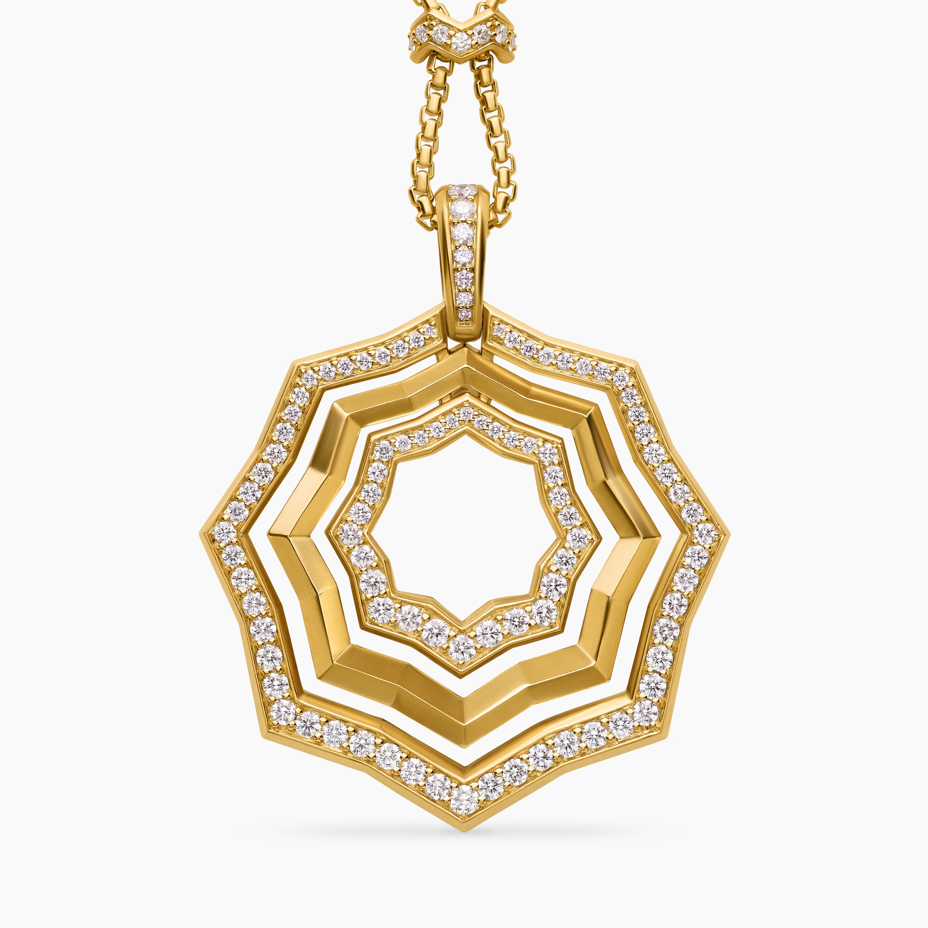 Zig Zag Stax™ Pendant Necklace in 18K Yellow Gold with Diamonds, 38mm