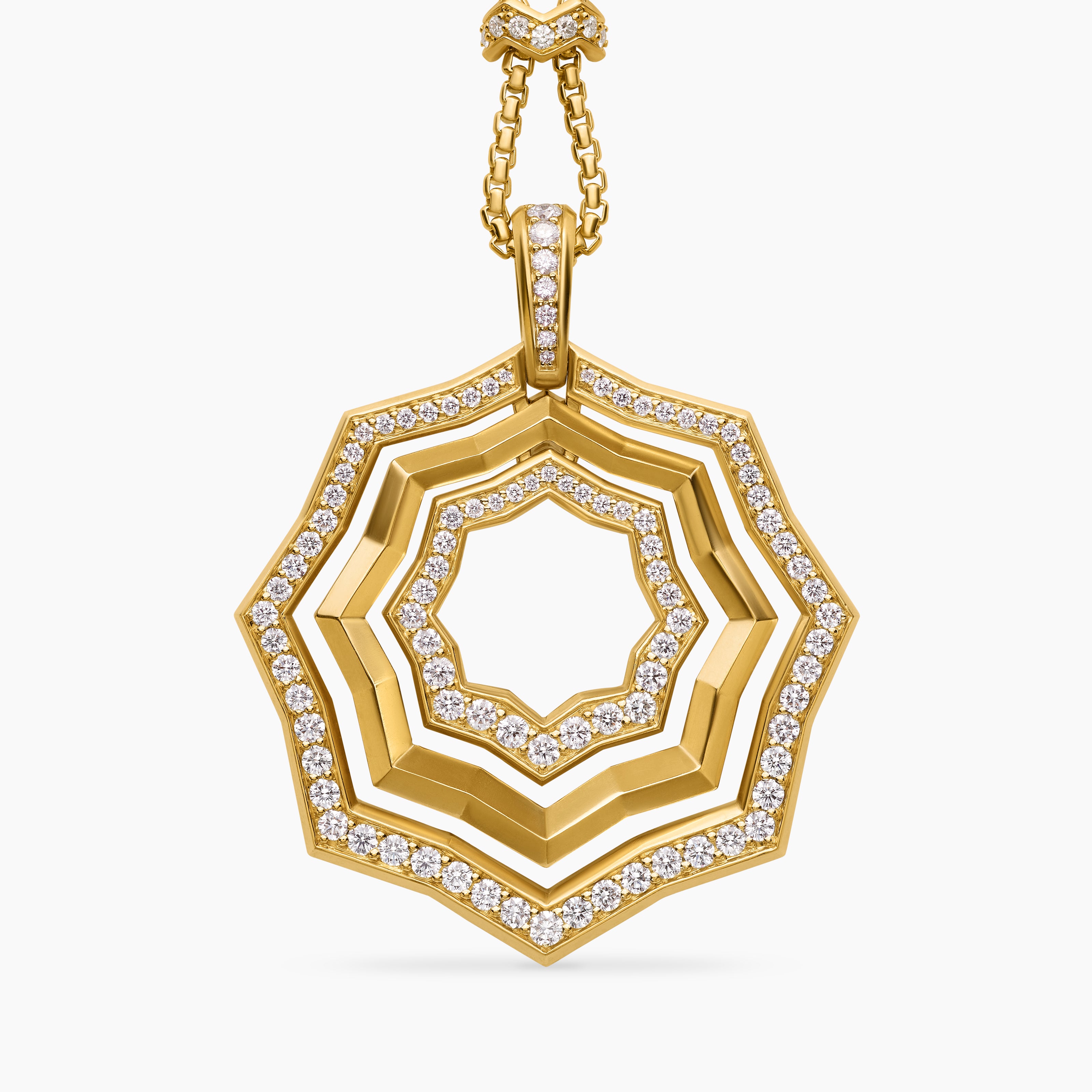 Collier pendentif Zig Zag Stax&trade; en or jaune 18 carats avec diamants, 38 mm femme 