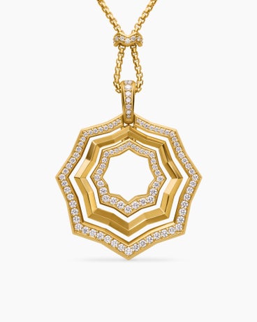 Stax Zig Zag Pendant Necklace in 18K Yellow Gold with Diamonds, 38mm