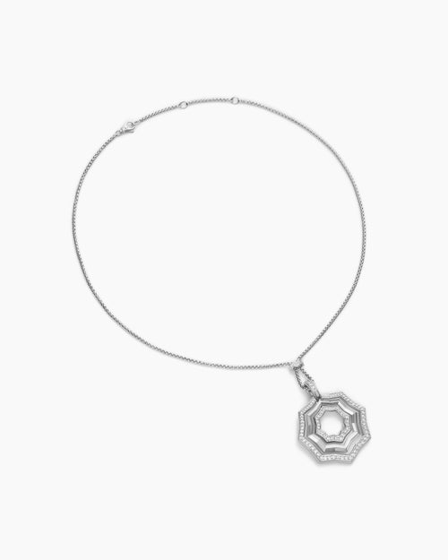 Womens Zig Zag Stax™ Pendant Necklace in Sterling Silver with Diamonds, 38mm