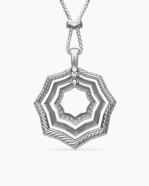 Womens Zig Zag Stax™ Pendant Necklace in Sterling Silver with Diamonds, 38mm