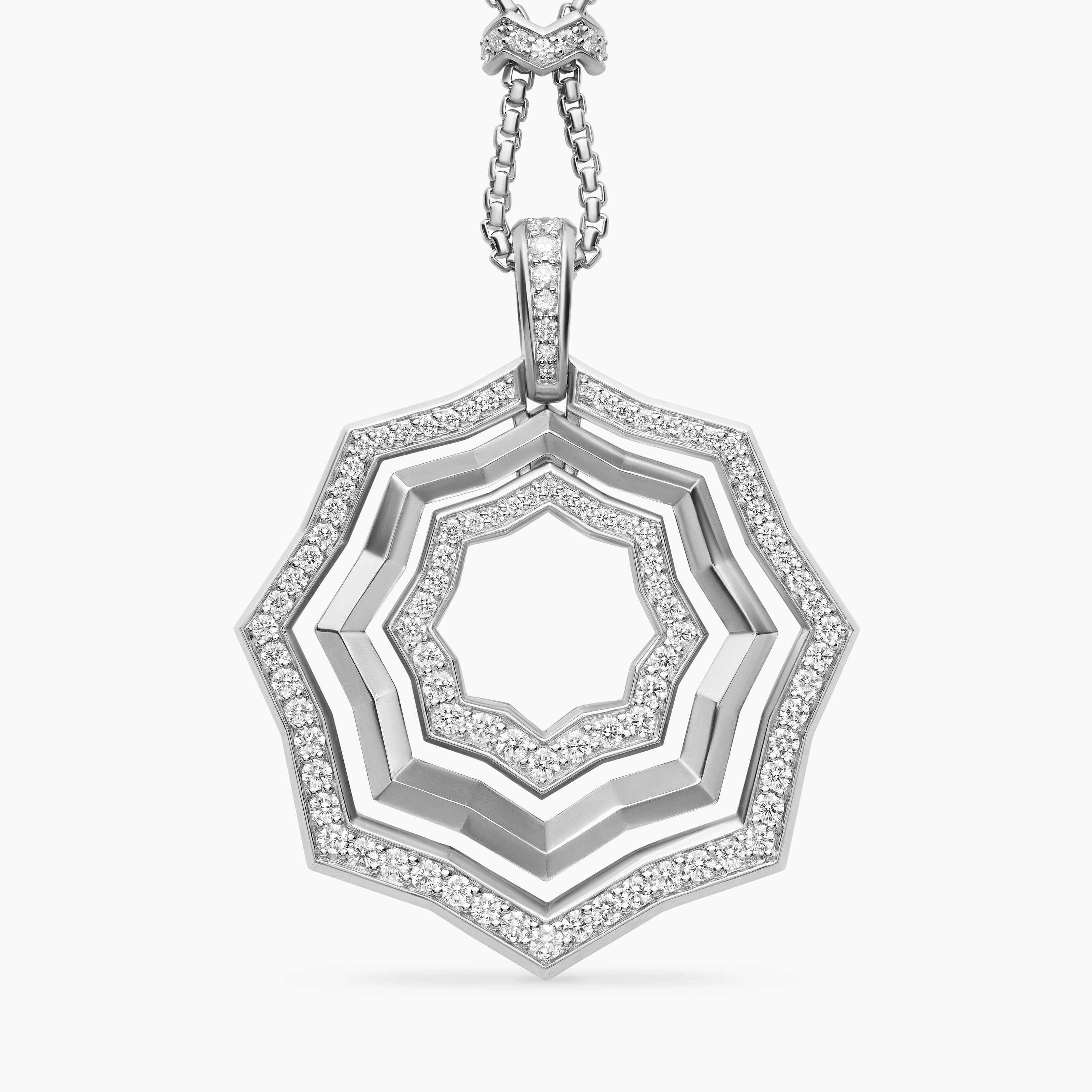 Zig Zag Stax™ Pendant Necklace in Sterling Silver with Diamonds, 38mm