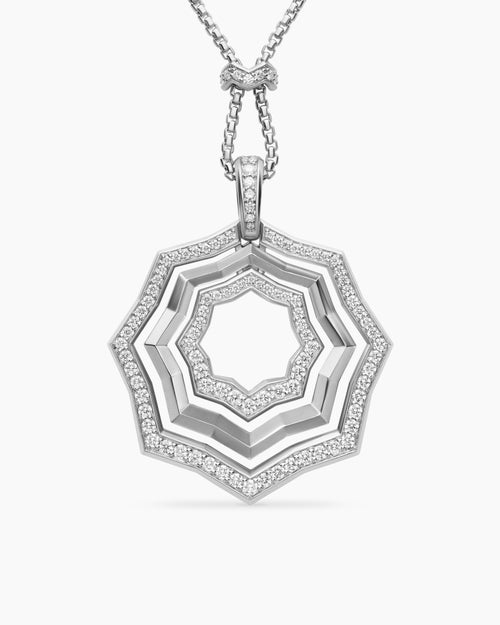Womens Zig Zag Stax™ Pendant Necklace in Sterling Silver with Diamonds, 38mm