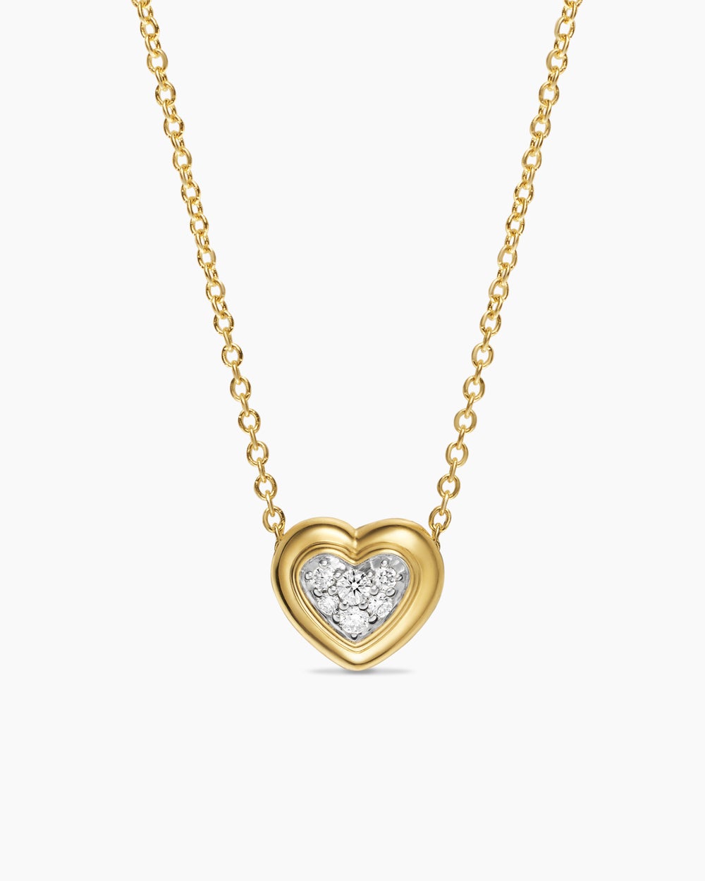 Collier avec pendentif en cœur Puffy en or jaune 18 carats avec diamants, 7,8 mm femmes
