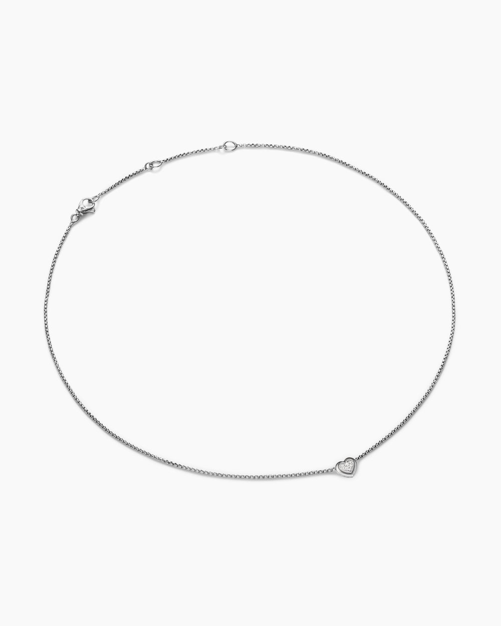 Womens Puffy Heart Pendant Necklace in Sterling Silver with Diamonds, 7.8mm