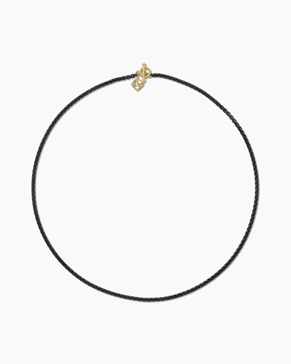 DY Bel Aire Color Box Chain Necklace in Black Acrylic with 14K Yellow Gold, 2.7mm