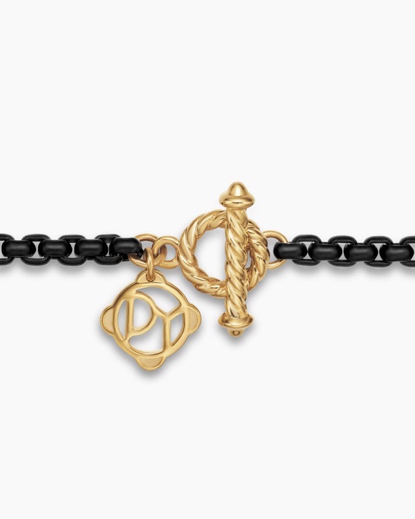 DY Bel Aire Color Box Chain Necklace in Black Acrylic with 14K Yellow Gold, 2.7mm