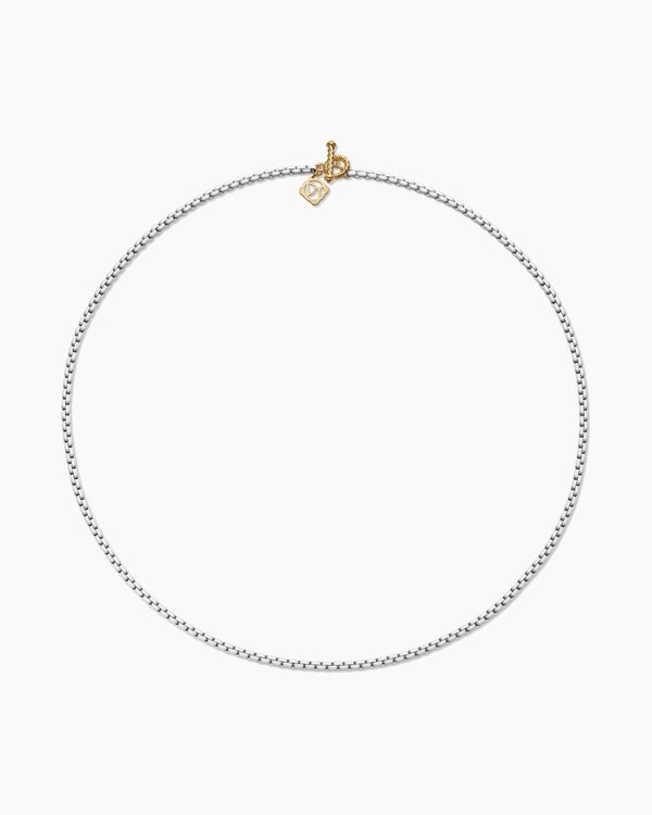 DY Bel Aire Color Box Chain Necklace in White Acrylic with 14K Yellow Gold, 2.7mm