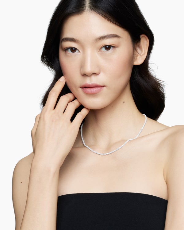 DY Bel Aire Color Box Chain Necklace in White Acrylic with 14K Yellow Gold, 2.7mm