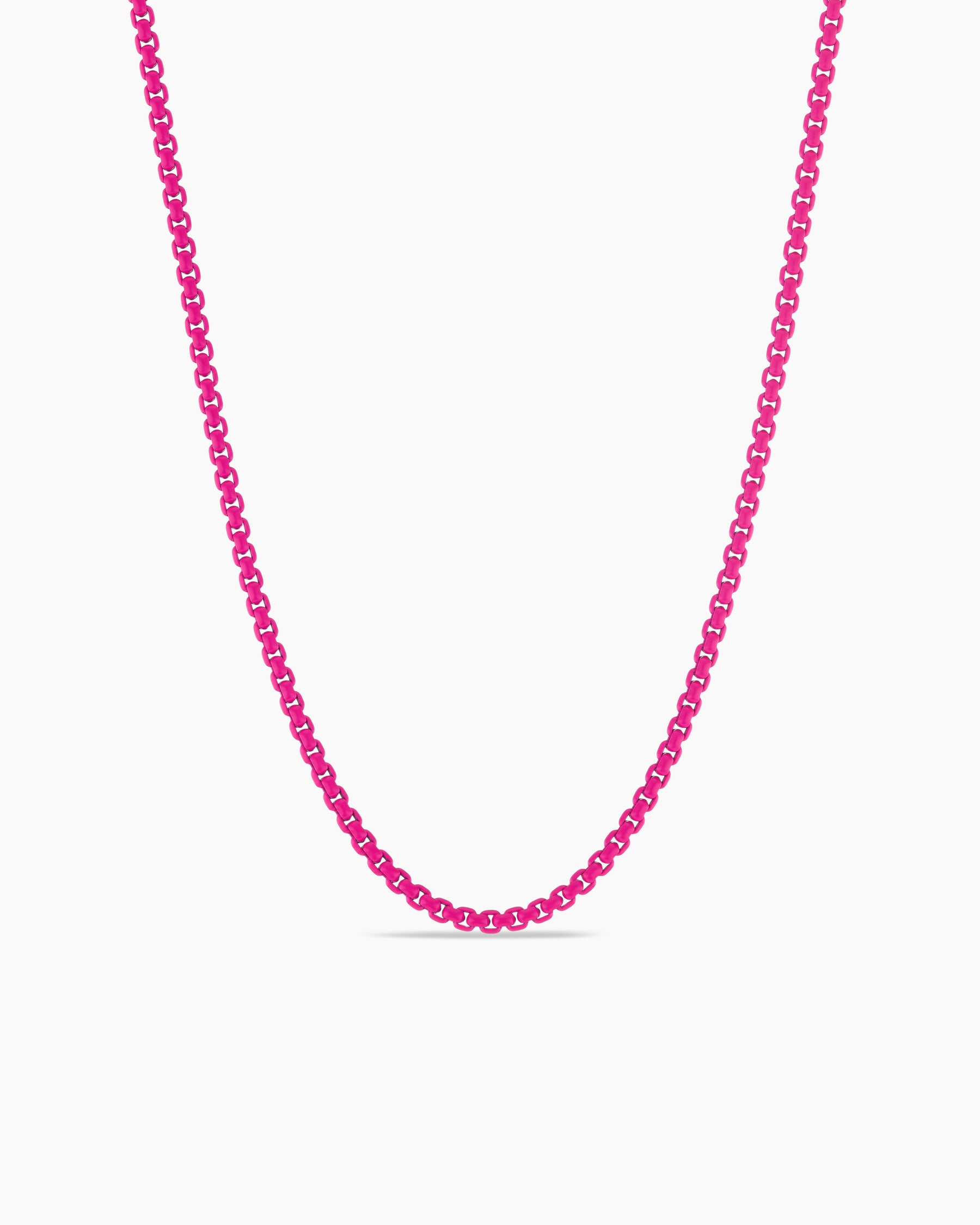 DY Bel Aire Color Box Chain Bracelet in Hot Pink Acrylic with 14K Rose Gold  Accent, 4mm