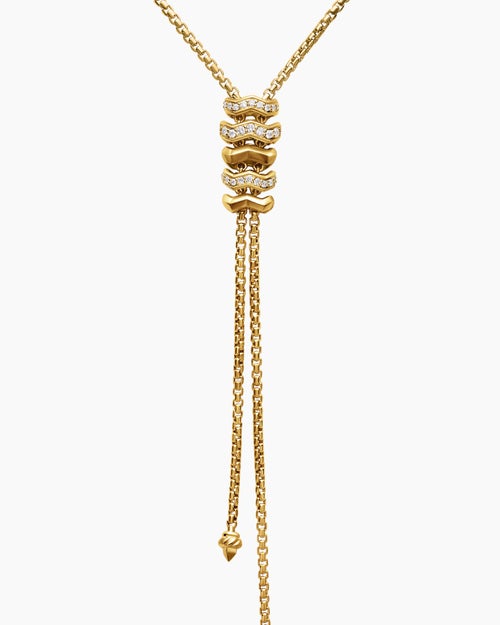 Womens Zig Zag Stax™ Y Necklace in 18ct Yellow Gold with Diamonds