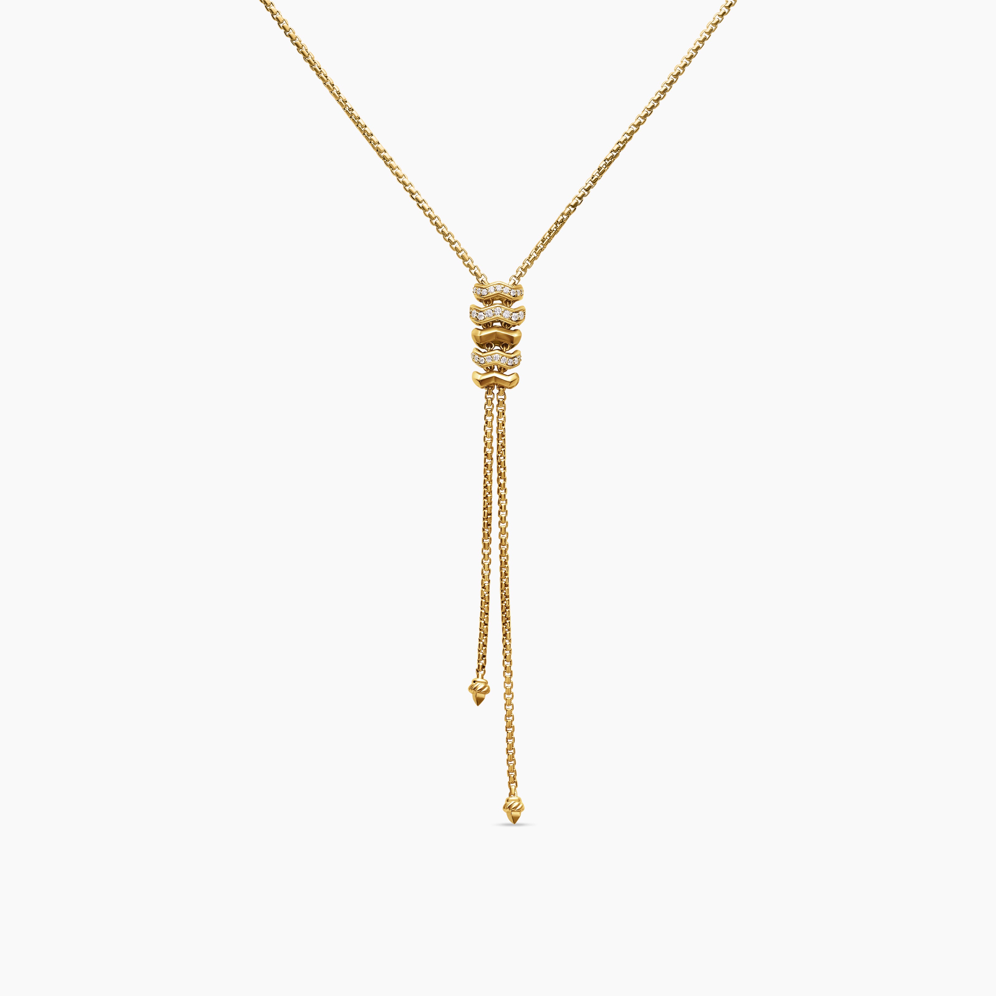 Womens Zig Zag Stax&trade; Y Necklace in 18K Yellow Gold with Diamonds