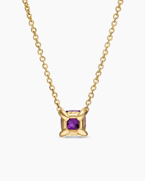 Womens Micro Chatelaine® Pendant Necklace in 18K Yellow Gold with Amethyst, 5mm