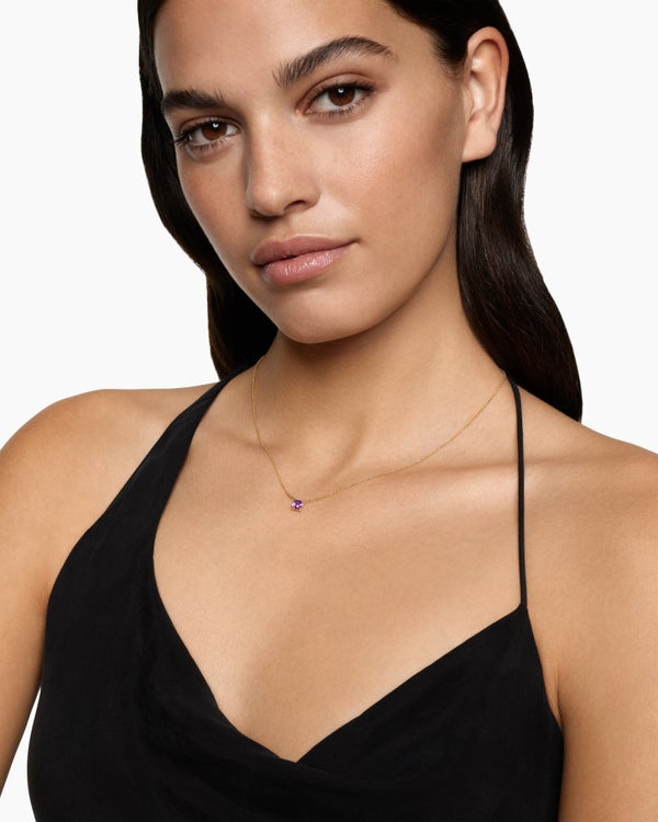 Micro Chatelaine® Pendant Necklace in 18K Yellow Gold with Amethyst, 5mm