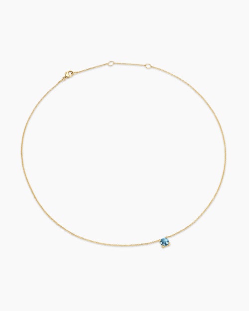 Womens Micro Chatelaine® Pendant Necklace in 18K Yellow Gold with Aquamarine, 5mm