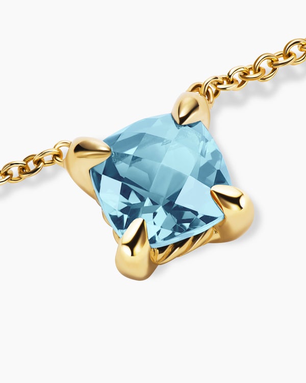 Micro Chatelaine® Pendant Necklace in 18K Yellow Gold with Aquamarine, 5mm