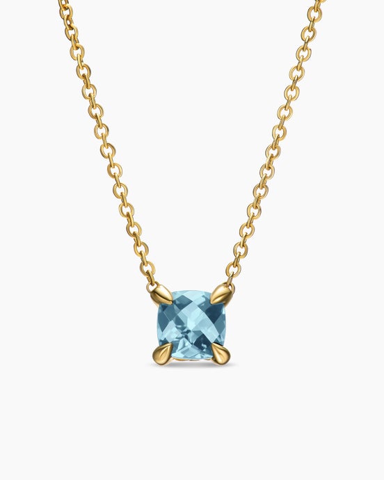 Micro Chatelaine® Pendant Necklace in 18K Yellow Gold with Aquamarine, 5mm
