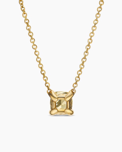 Womens Micro Chatelaine® Pendant Necklace in 18K Yellow Gold with Champagne Citrine, 5mm