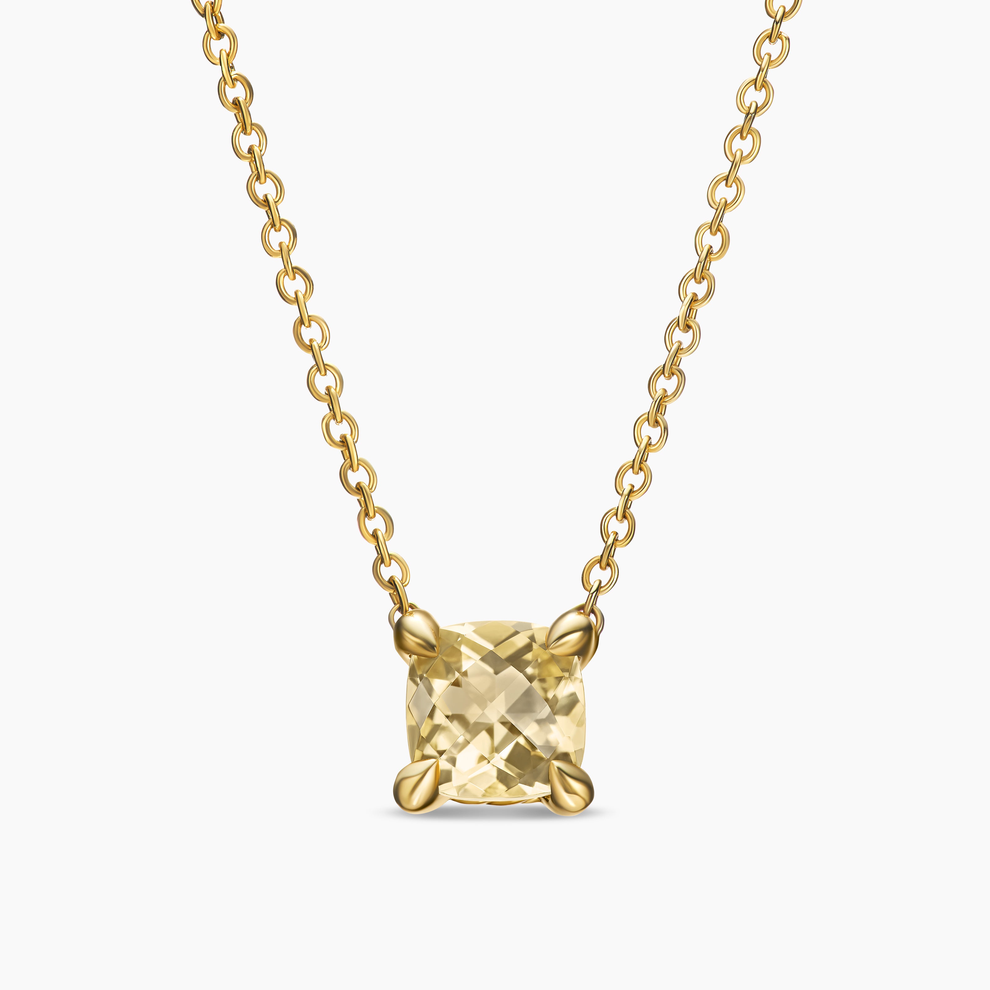 Womens Micro Chatelaine&reg; Pendant Necklace in 18K Yellow Gold with Champagne Citrine, 5mm